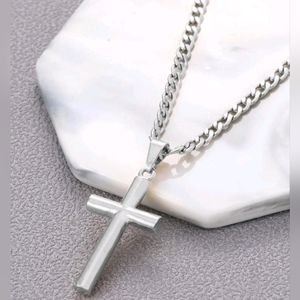 Revere Plain Stainless Steel Plain Cross Pendant/Necklace